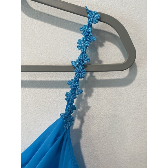 Y2k Vtg Deadstock Whimsical Delicates Ocean Blue Cowl Neck Slip Dress Sz M Fairy - Picture 9 of 15